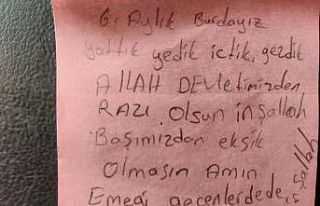 Depremzede vatandaşın yazdığı teşekkür notu...