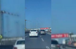 E-5 Karayolu’nda tehlikeli inatlaşma kamerada:...