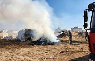 Edremit’te odun ve tezek yangını