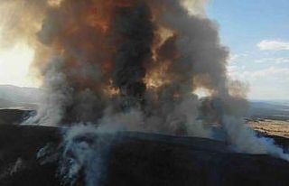 Eskişehir’de çıkan orman yangınına havadan...