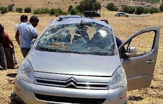 Hafif ticari araç tarlaya uçtu: 2 yaralı