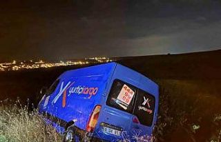 Kargo aracı tarlaya uçtu