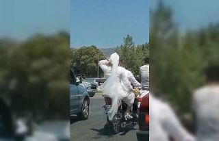 Motosiklet gelin arabası oldu