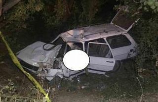 Şarampole girip ağaca çarpan otomobilde 2 kişi...