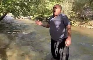 Sıcaktan bunalıp nehre girdi