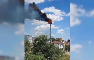 Tekirdağ’da baz istasyonu alev alev yandı