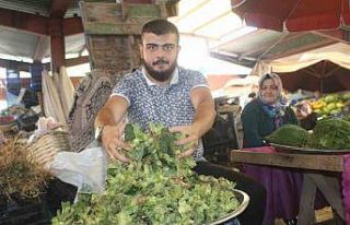 Toplanan taze fındıklar semt pazarlarındaki tezgahlarda...