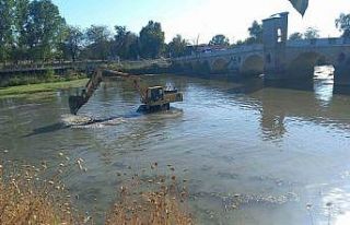 Tunca Nehri çöp ve sazlıklardan temizleniyor