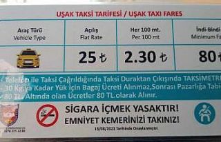 Uşak’ta taksi ücretlerine zam