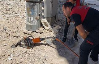 Yıkılan binanın enkazında mahsur kalan kedi kurtarıldı