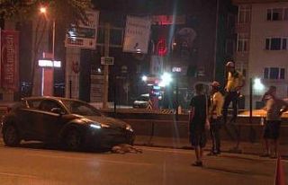 Yolun karşısına geçmeye çalışan köpeğe otomobil...