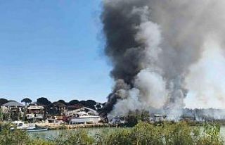 Antalya’nın Aksu’da Otluk alanda başlayan yangın,...