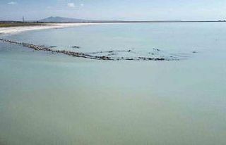 Arin Gölü’nde yaşanan kuraklıktan dolayı duvar...