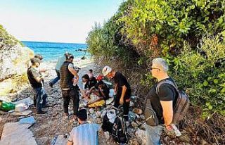 Datça’da mahsur kalan 14 düzensiz göçmen kurtarıldı
