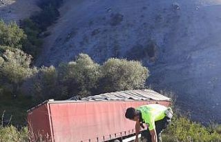 Erzincan’da tır şarampole uçtu