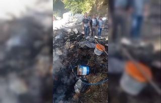 Kastamonu’da samanlıkta çıkan yangında otomobil...