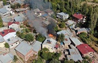 Müştemilatta çıkan yangın evlere sıçramadan...