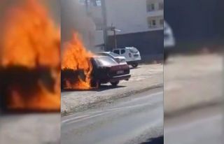 Park halindeki araç alev topuna döndü