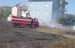 Tavşanlı’da ot yangını evlere ulaşmadan söndürüldü