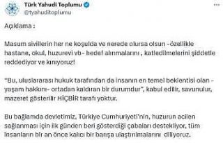 Türk Yahudi Toplumu İsrail’in hastaneye saldırısını...