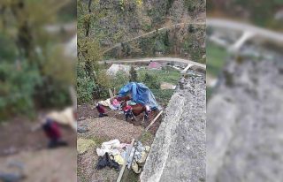 Uçurumdan aşağı düşerek mahsur kalan ineği...