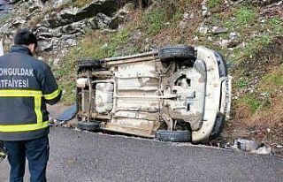 Kontrolden çıkan araç devrildi; 2 yaralı