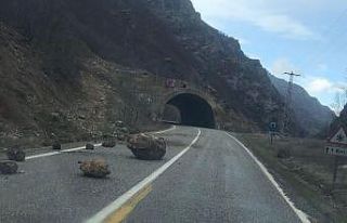 Dev taş parçaları yola düştü