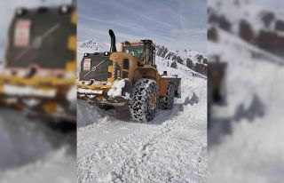 Yüksekova’da üs bölgesi yolunda karla mücadele...