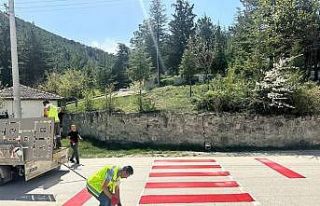 Eskiyen yaya geçitleri boyanarak dikkat çekici hale...