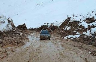 Yüksekova’da heyelan sonucu kapan köy yolu kontrollü...