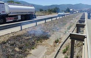 Araçtan atılan sigara izmariti yangın çıkardı