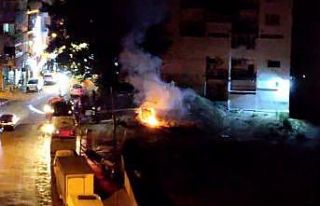 Park halindeki fayton tamamen yanarak kullanılamaz...