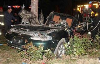 Ağaca çarpan otomobilin sürücüsü hayatını...