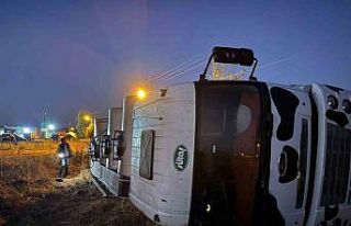 Mardin’de kontrolden çıkan tır devrildi