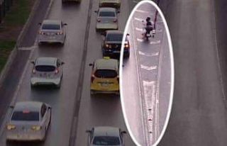 Motosikletlilerin trafikteki kural ihlalleri dron...