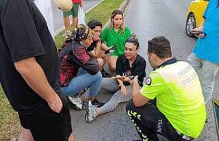 Önündeki araç durunca panikleyip motosikleti devirdi