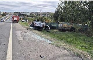 Silivri’de kaza yapan iki otomobil takla attı
