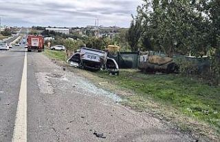 Silivri’de otomobilin takla attığı kaza kamerada