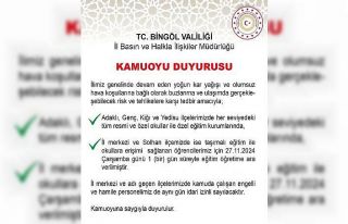 Bingöl’ün 4 ilçesinde okullar yarın tatil edildi