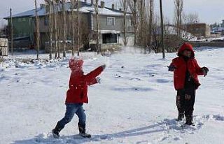 Çocuklar karın keyfini kartopu oynayarak çıkardı