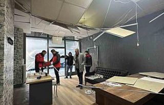 Doğal gaz patlamasında hasar tespit çalışmaları...