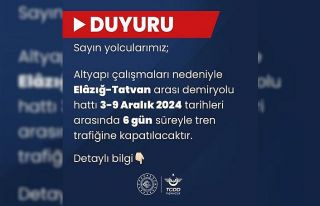 Elazığ-Tatvan demir yolu hattında tren trafiğine...