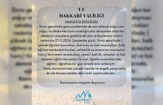 Hakkari’de okullar 1 gün tatil