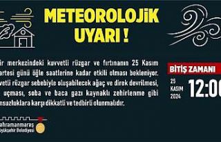 Kahramanmaraş’ta kuvvetli fırtına yarın öğle...