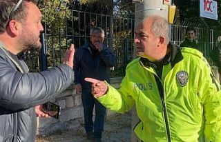 Kazadan görüntü alan İHA muhabirine trafik polisinden...