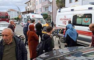 Lastiği patlayarak kontrolden çıkan motosiklet...