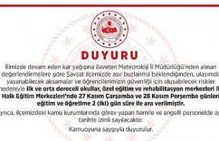 Şavşat’ta eğitime kar tatili: 2 gün ara verildi