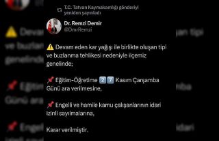 Tatvan’da kar yağışı nedeniyle eğitime ara...