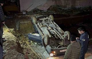 Yolu fark etmeyip şantiyeye girince takla takla attı:...