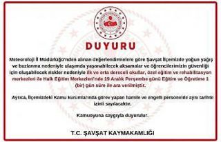 Artvin Şavşat’ta eğitime ara verildi